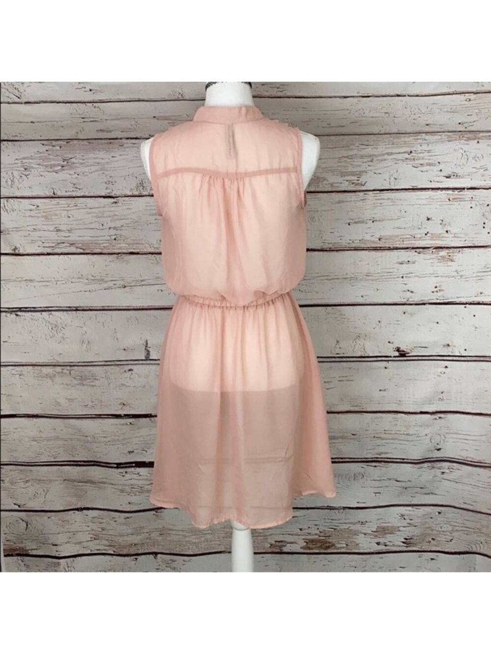 R & B Sheer Pink Sleeveless Dress Medium - Picture 5 of 11